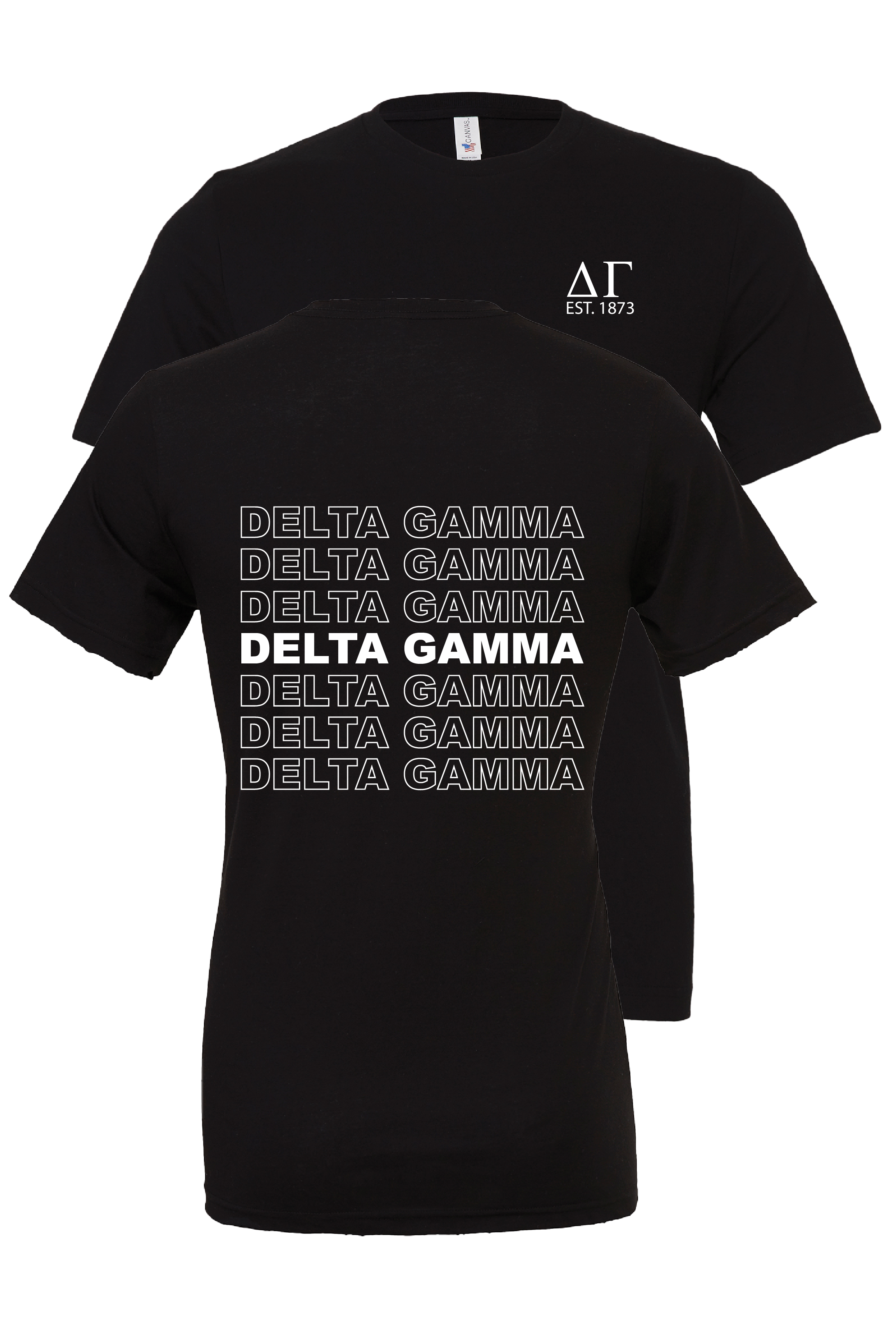 Delta Gamma Repeating Name Short Sleeve T Shirts