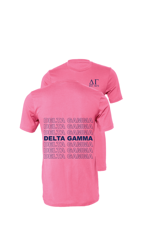 Delta Gamma Repeating Name Short Sleeve T-Shirts