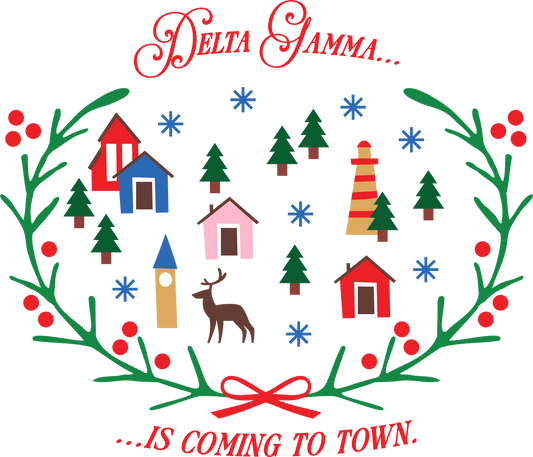 Delta Gamma Christmas Village Cropped Hoodie