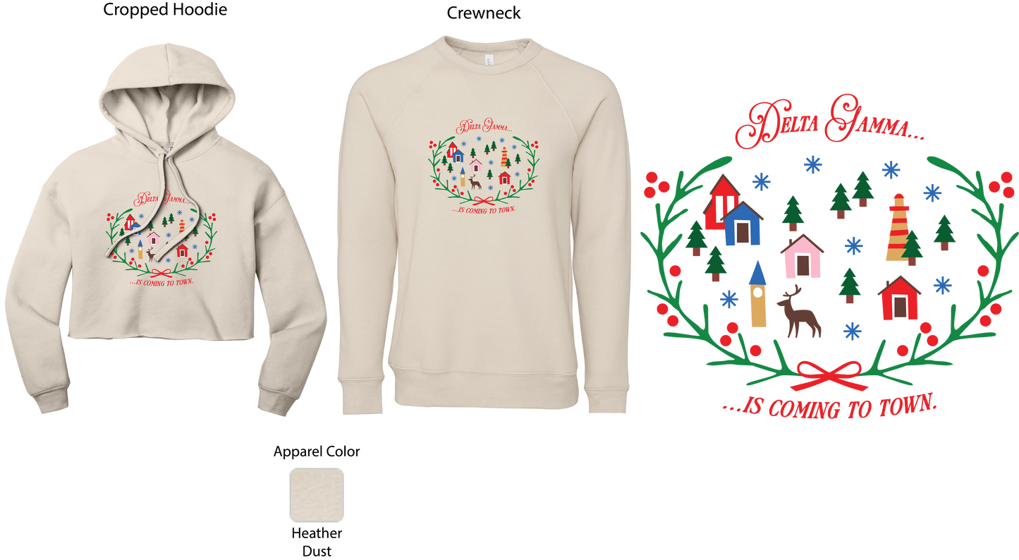 Delta Gamma Christmas Village Cropped Hoodie