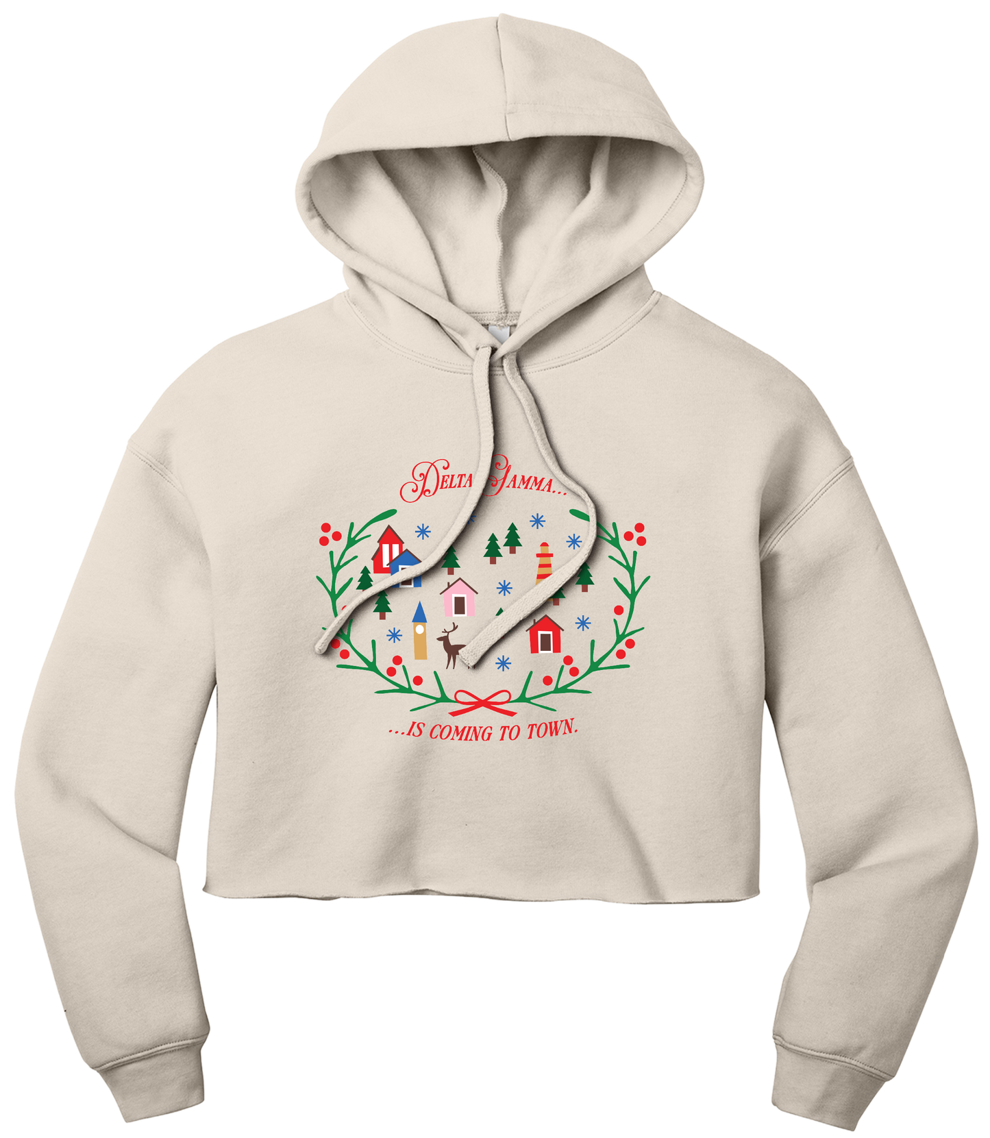 Delta Gamma Christmas Village Cropped Hoodie