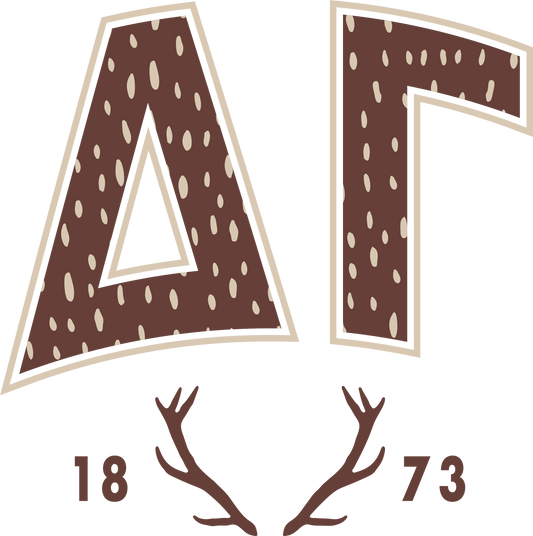 Delta Gamma Fawn Print Varsity Crewneck
