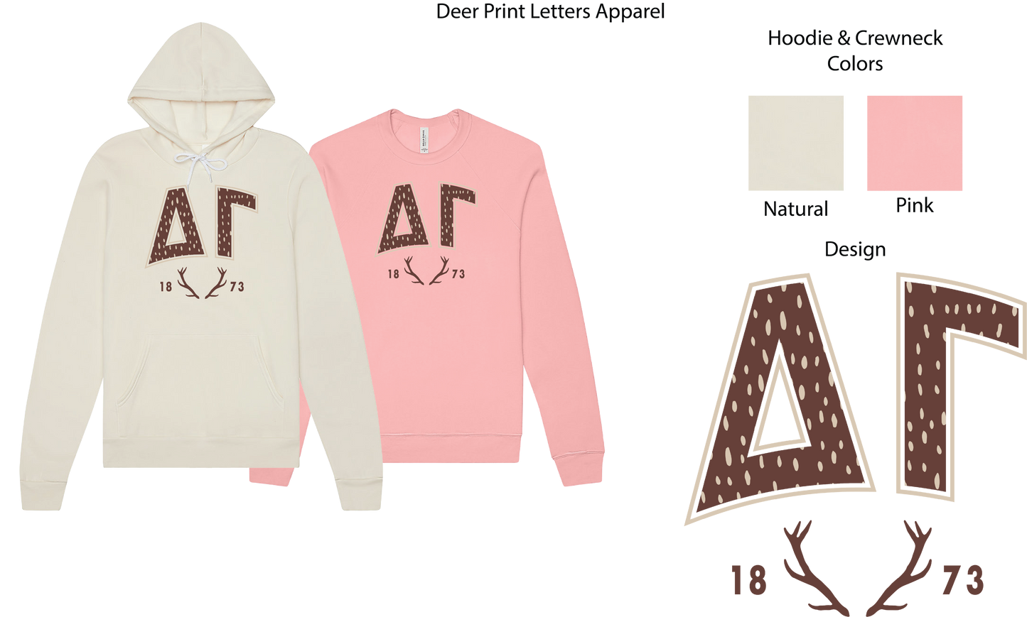 Delta Gamma Fawn Print Varsity Hoodie