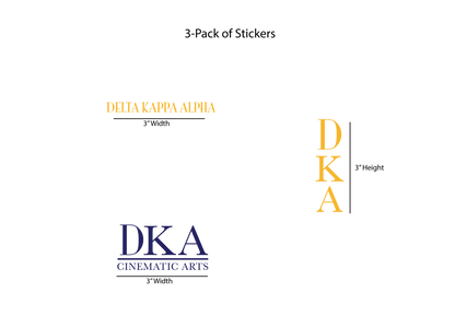 Three Delta Kappa Alpha stickers of different sizes on a white background