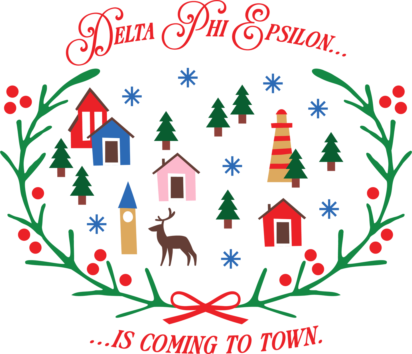 Delta Phi Epsilon Christmas Village Cropped Hoodie