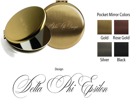 Delta Phi Epsilon Script Pocket Mirrors