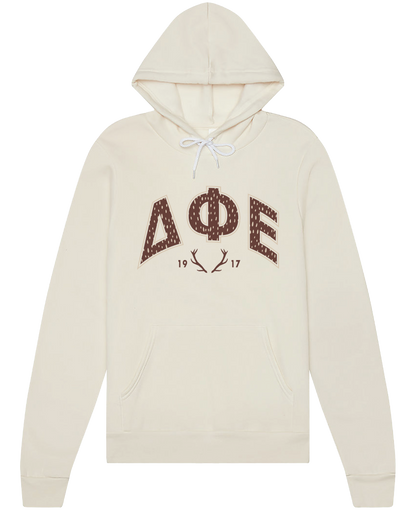 Delta Phi Epsilon Fawn Print Varsity Hoodie