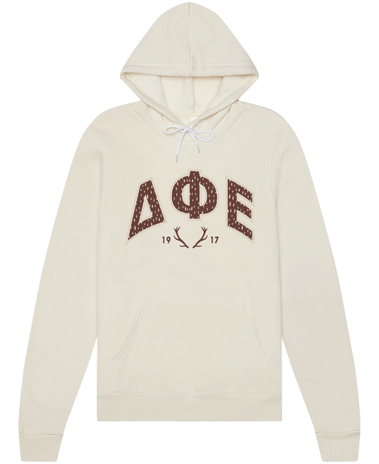 Delta Phi Epsilon Fawn Print Varsity Hoodie