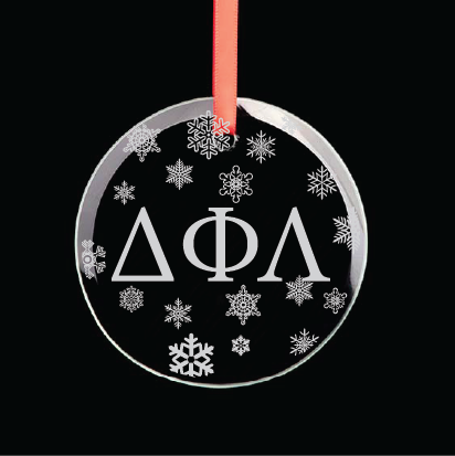 Delta Phi Lambda Round Multi-Snowflake Ornament