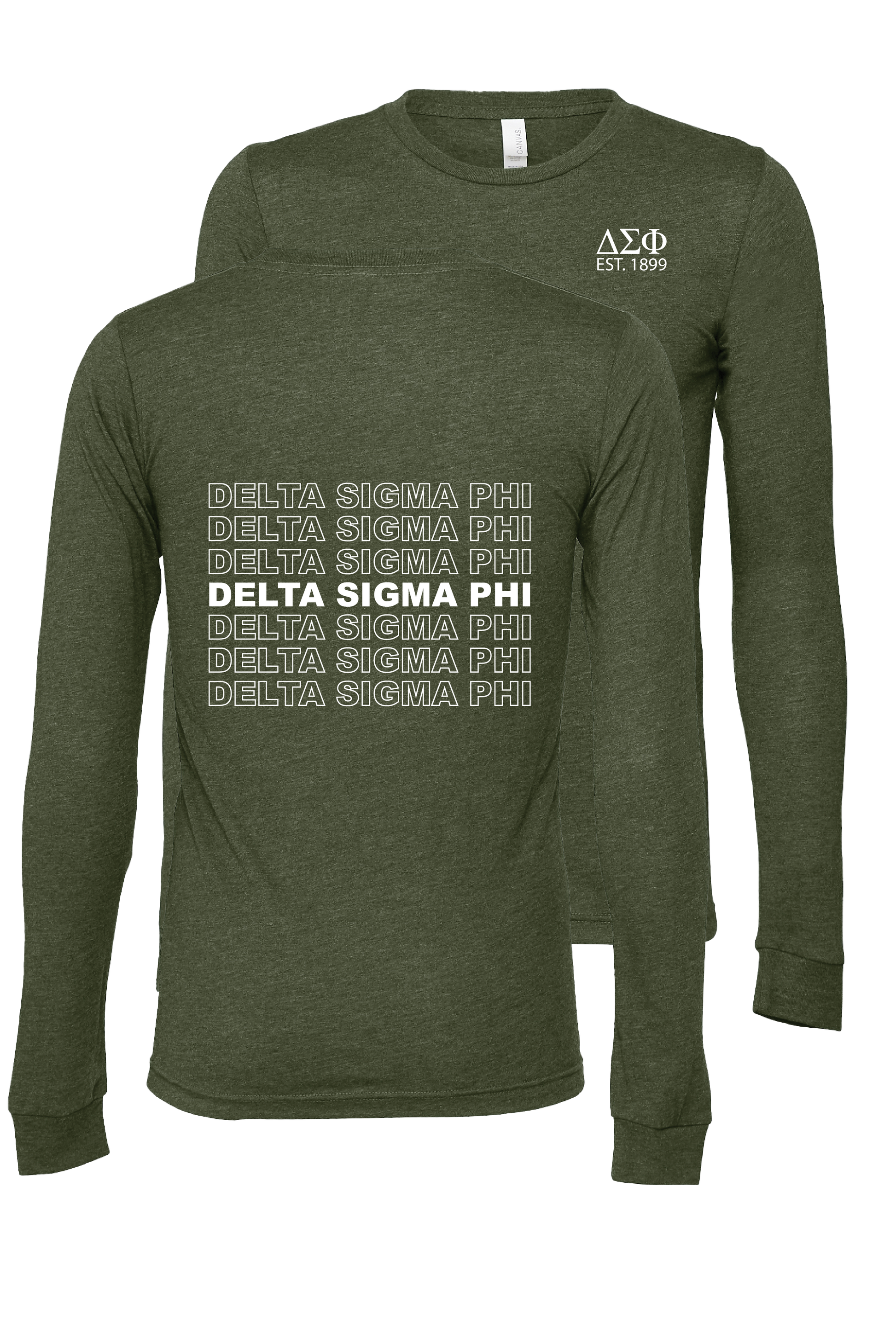 Delta Sigma Phi Repeating Name Long Sleeve T Shirts