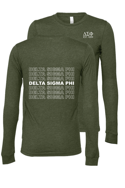 Delta Sigma Phi Repeating Name Long Sleeve T-Shirts
