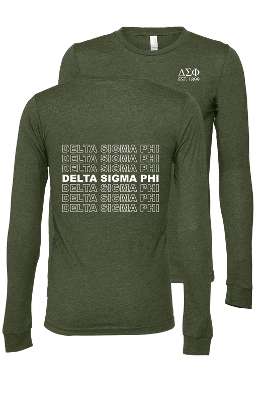 Delta Sigma Phi Repeating Name Long Sleeve T-Shirts