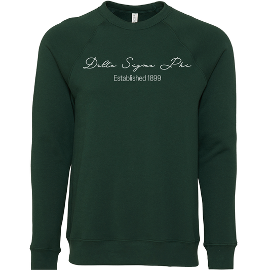 Delta Sigma Phi Embroidered Scripted Name Crewneck Sweatshirts