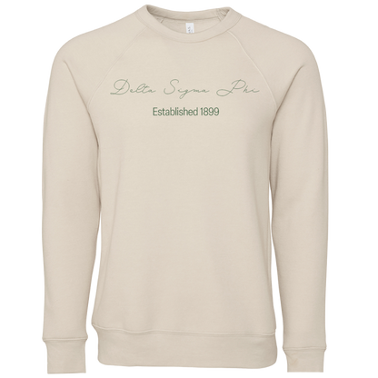 Delta Sigma Phi Embroidered Scripted Name Crewneck Sweatshirts