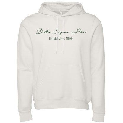 Delta Sigma Phi Embroidered Scripted Name Hooded Sweatshirts