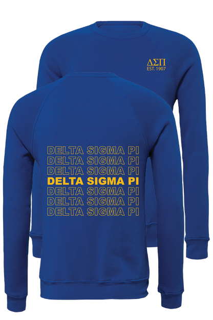 Delta Sigma Pi Repeating Name Crewneck Sweatshirts