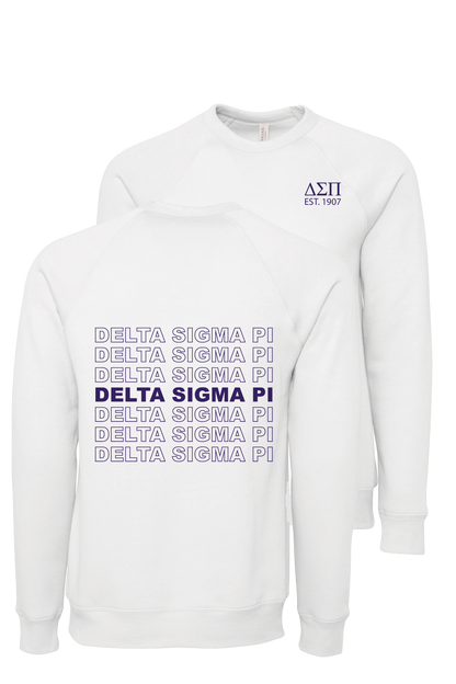 Delta Sigma Pi Repeating Name Crewneck Sweatshirts