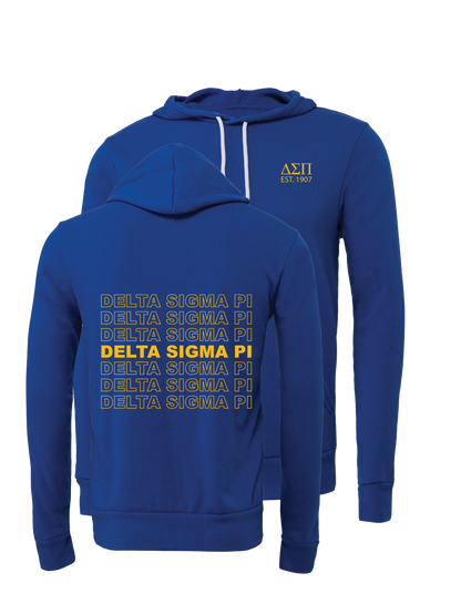 Delta Sigma Pi Repeating Name Hooded Sweatshirts