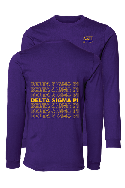 Delta Sigma Pi Repeating Name Long Sleeve T-Shirts