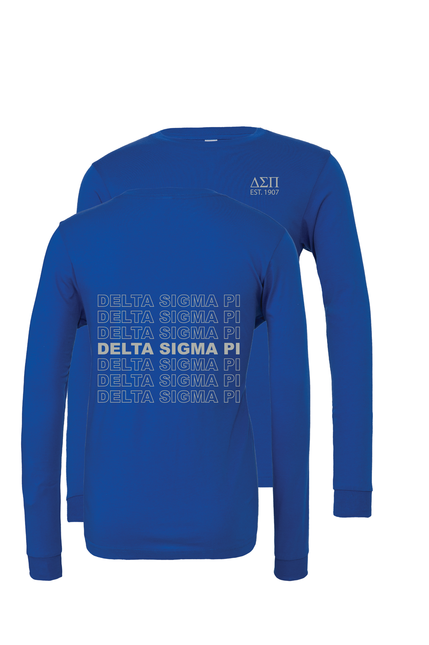 Delta Sigma Pi Repeating Name Long Sleeve T-Shirts
