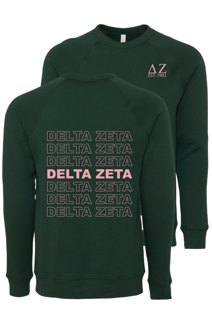 Delta Zeta Repeating Name Crewneck Sweatshirts