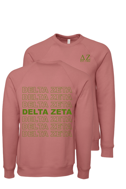 Delta Zeta Repeating Name Crewneck Sweatshirts