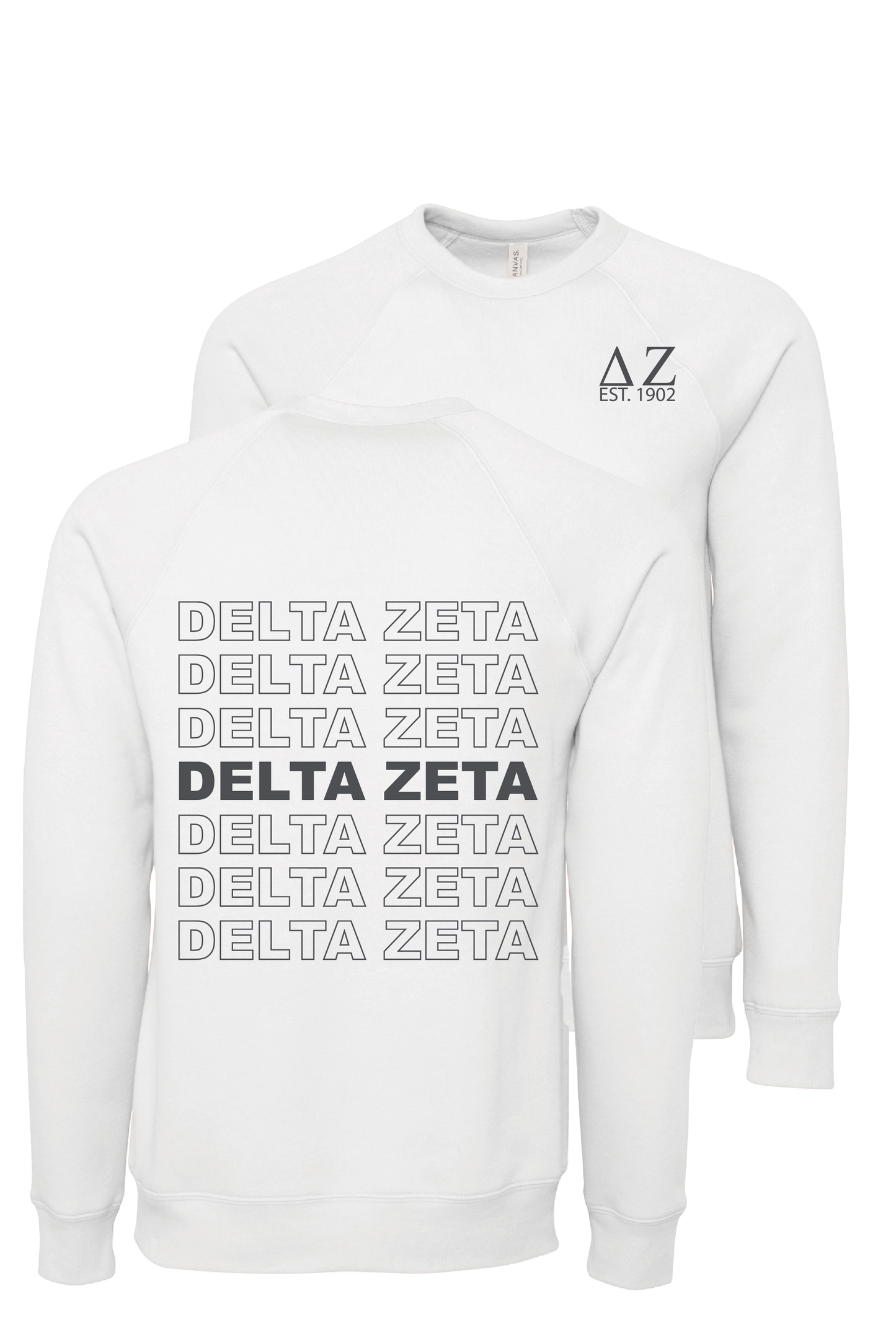 Delta Zeta Repeating Name Crewneck Sweatshirts