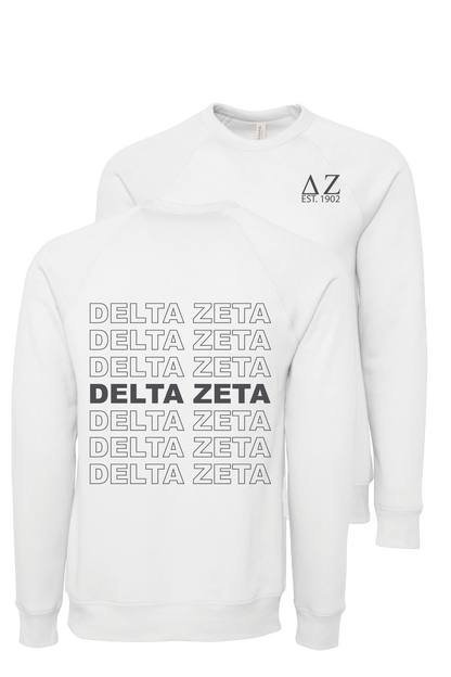 Delta Zeta Repeating Name Crewneck Sweatshirts