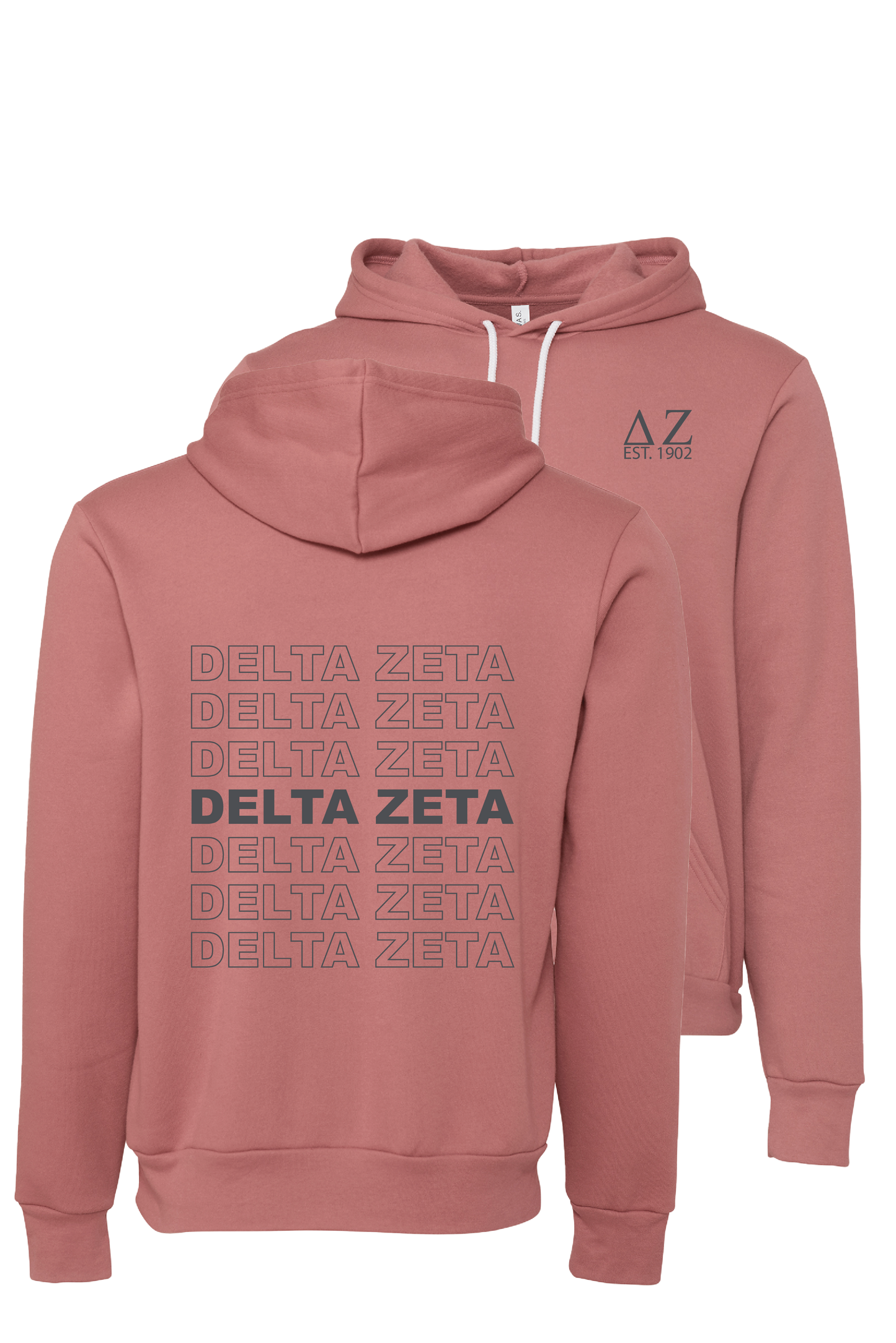 Delta Zeta Repeating Name Hooded Sweatshirts