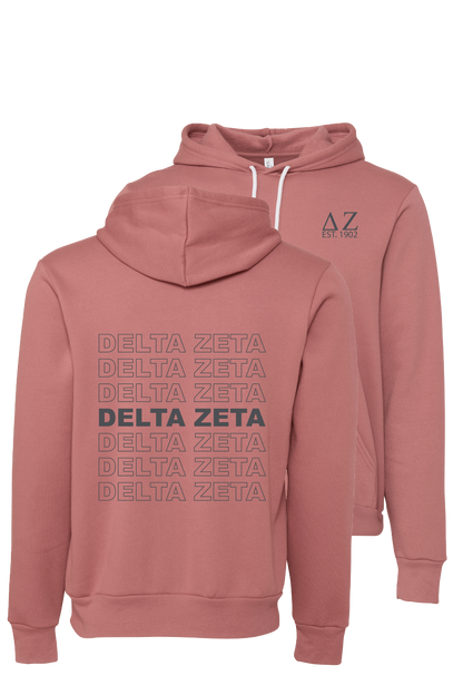 Delta Zeta Repeating Name Hooded Sweatshirts