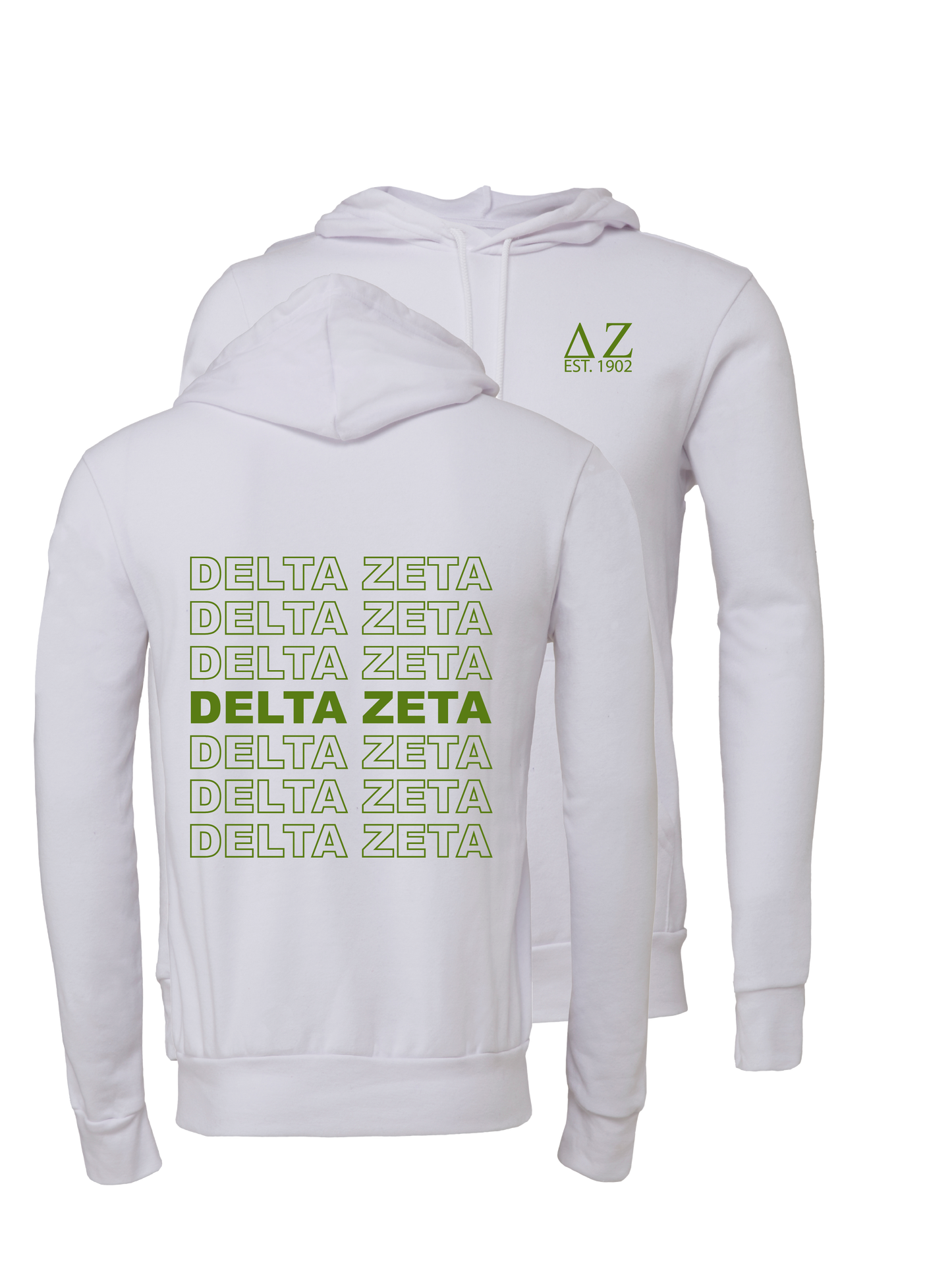 Delta Zeta Repeating Name Hooded Sweatshirts