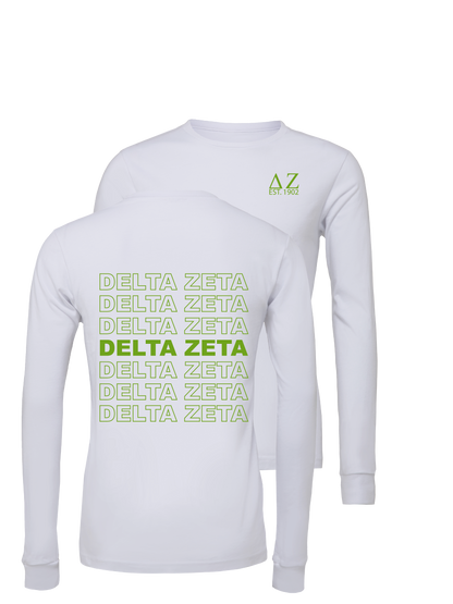 Delta Zeta Repeating Name Long Sleeve T-Shirts