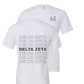 Delta Zeta Repeating Name Short Sleeve T-Shirts