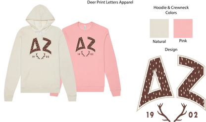 Delta Zeta Fawn Print Varsity Crewneck