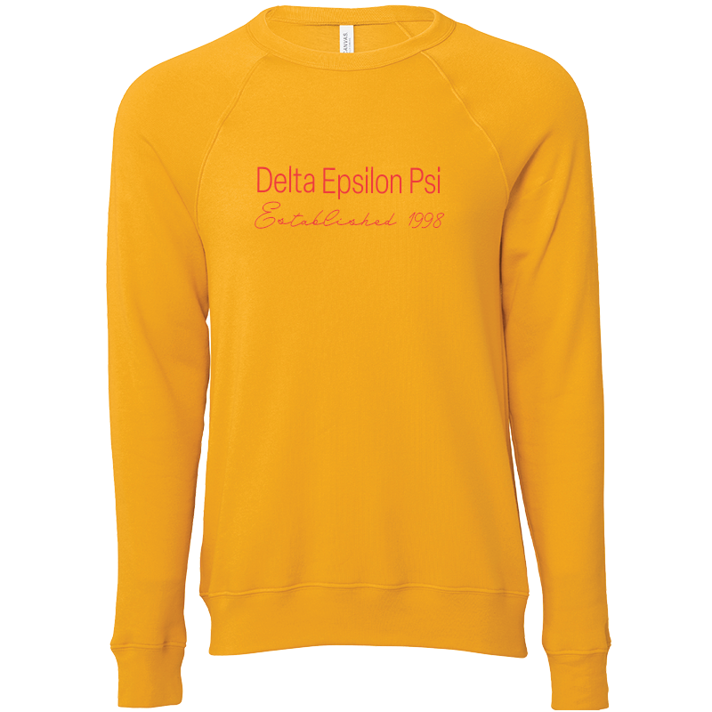 Delta Epsilon Psi Embroidered Printed Name Crewneck Sweatshirts