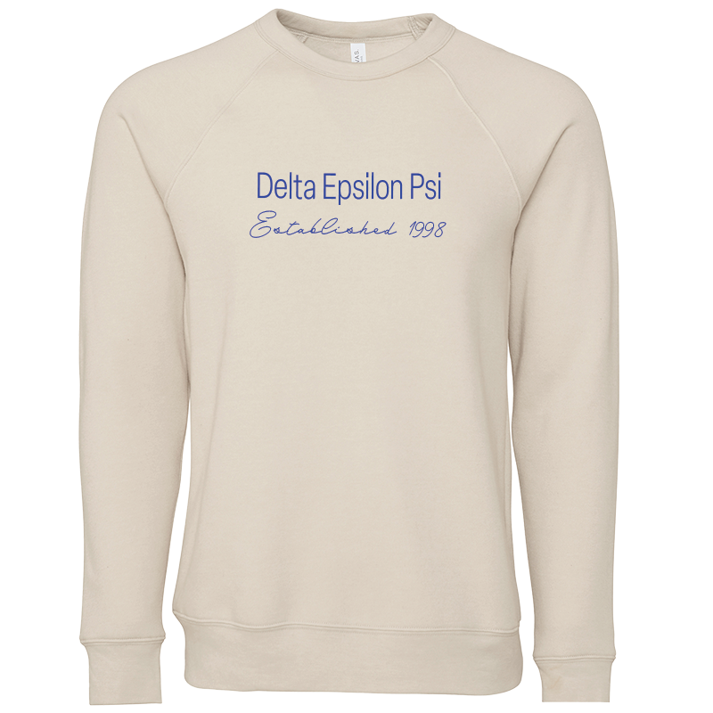 Delta Epsilon Psi Embroidered Printed Name Crewneck Sweatshirts