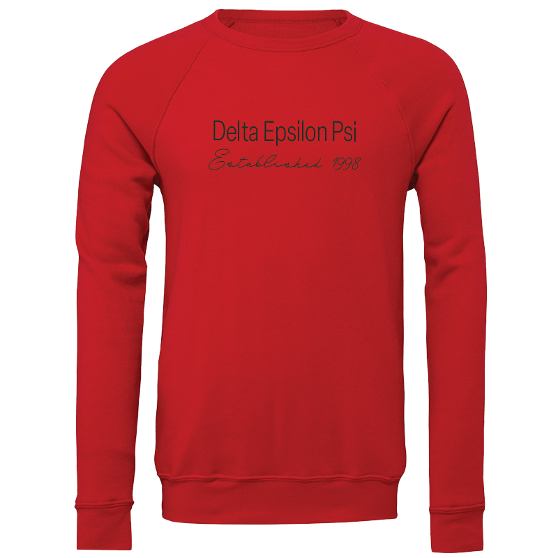 Delta Epsilon Psi Embroidered Printed Name Crewneck Sweatshirts