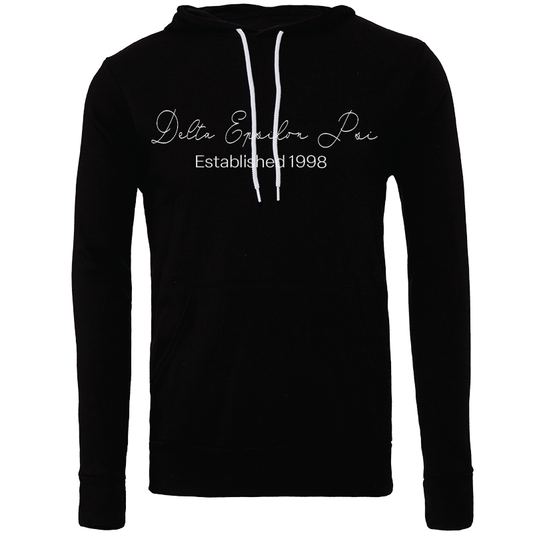 Delta Epsilon Psi Embroidered Scripted Name Hooded Sweatshirts