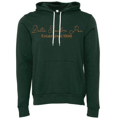 Delta Epsilon Psi Embroidered Scripted Name Hooded Sweatshirts