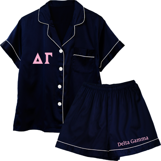 Delta Gamma Embroidered Ladies' Pajama Sets