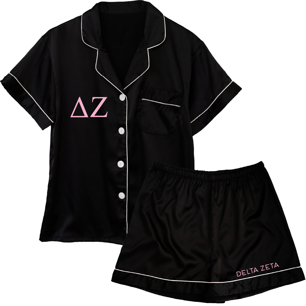 Delta Zeta Embroidered Ladies' Pajama Sets