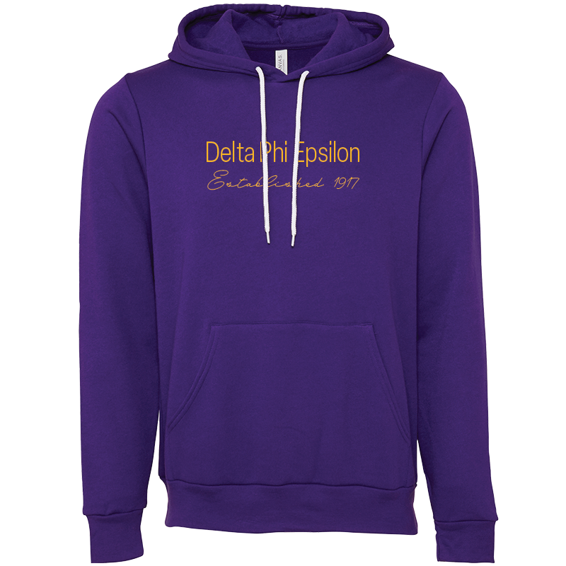 Delta Phi Epsilon Embroidered Printed Name Hooded Sweatshirts