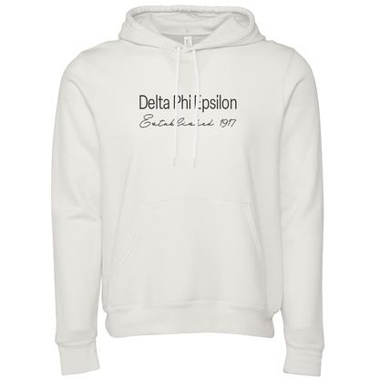 Delta Phi Epsilon Embroidered Printed Name Hooded Sweatshirts