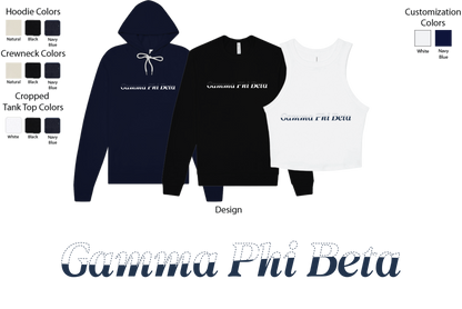 Gamma Phi Beta Stitched Outline Crewnecks