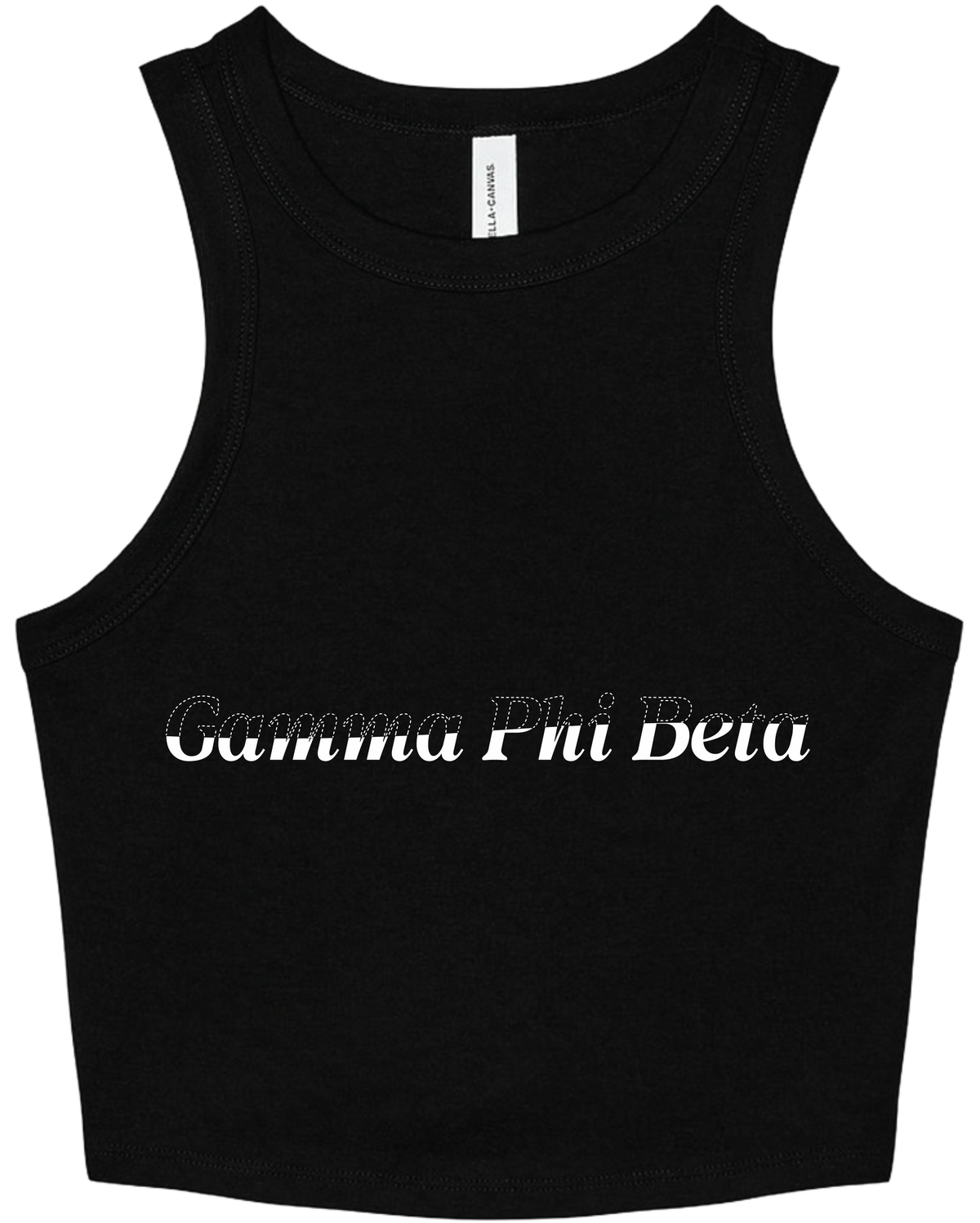 Gamma Phi Beta Stitched Outline Cropped Tanks