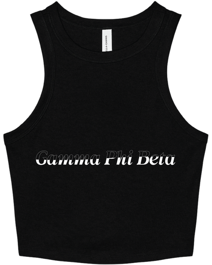 Gamma Phi Beta Stitched Outline Cropped Tanks