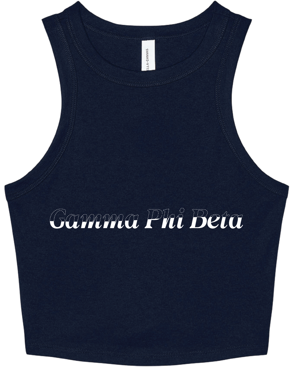 Gamma Phi Beta Stitched Outline Cropped Tanks