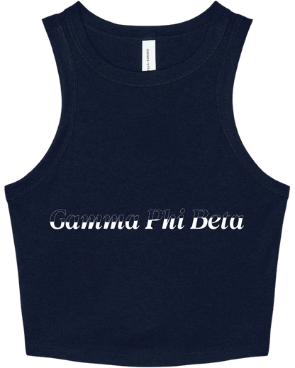 Gamma Phi Beta Stitched Outline Cropped Tanks