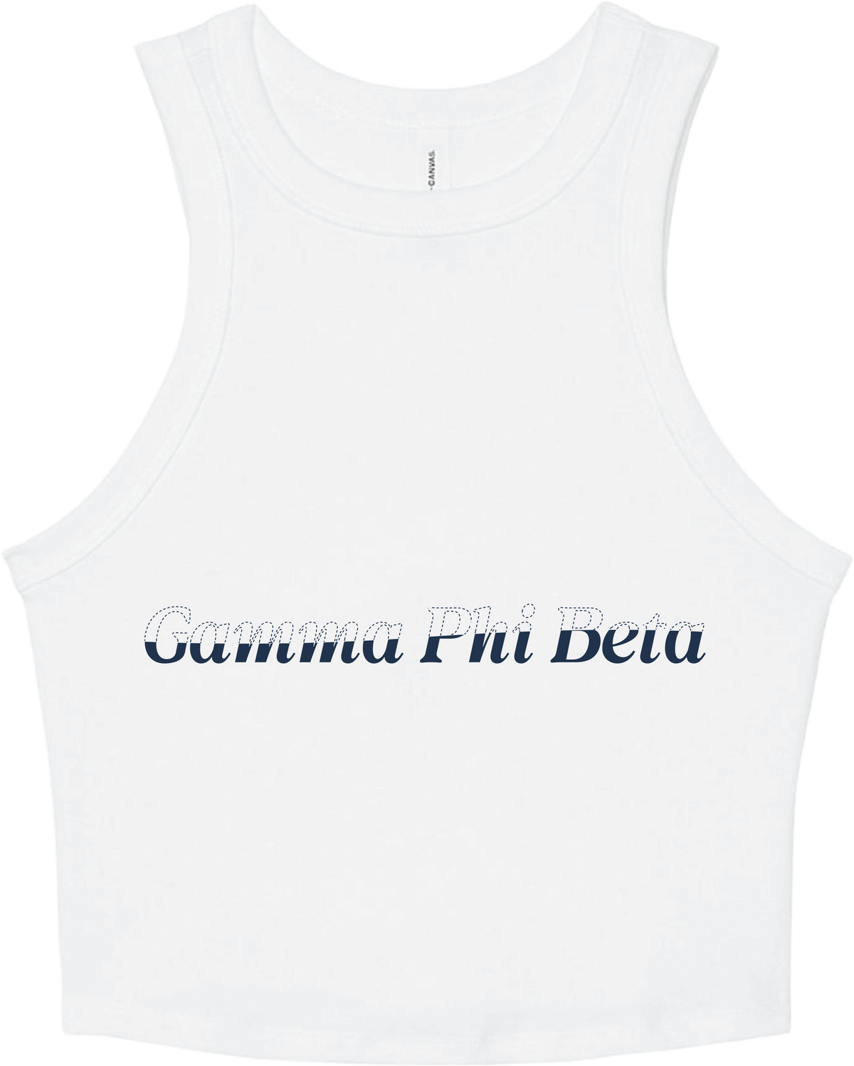 Gamma Phi Beta Stitched Outline Cropped Tanks
