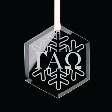 Gamma Alpha Omega Hexagon Single-Snowflake Ornament w/ White Ribbon
